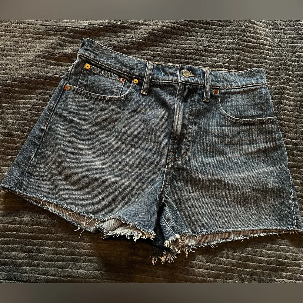 Madewell Dark Wash Denim Jean Cut Off Shorts | size 29 - Picture 1 of 7